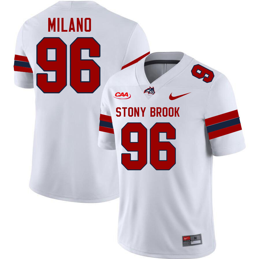 Stony Brook Seawolves #96 Franco Milano College Football Jerseys,Uniforms-White